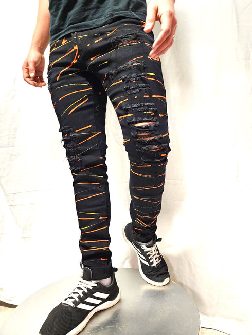 Men's Colour  YL Hand Painted  Skinny Fit Stretch Jean
